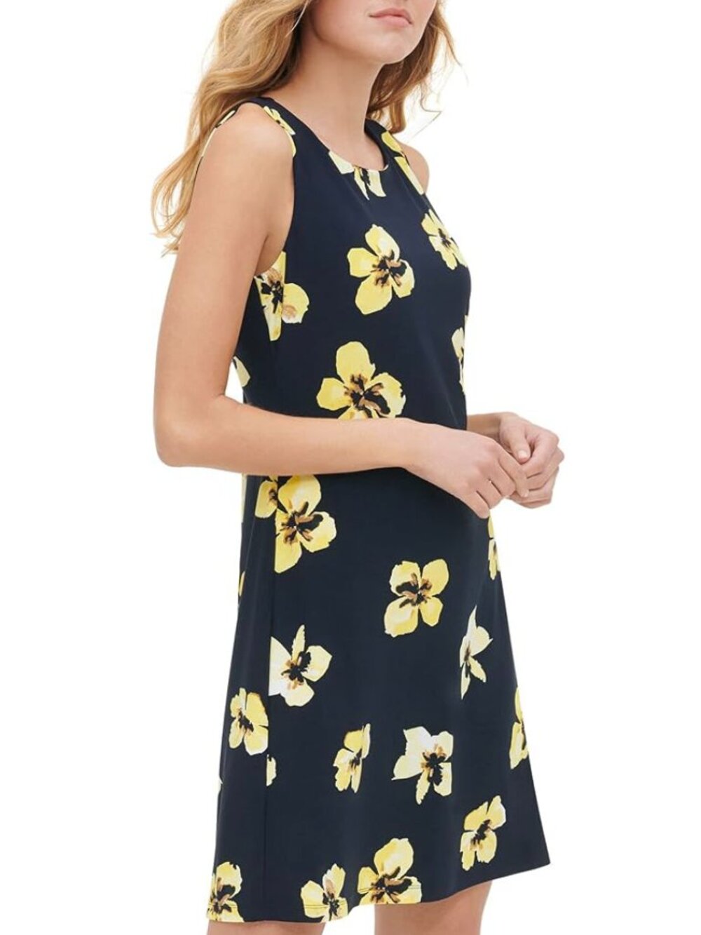 Tommy Hilfiger Floral Shift Dress- Women-10-Sky Captain Dark Navy Yellow-NWT - Picture 3 of 11